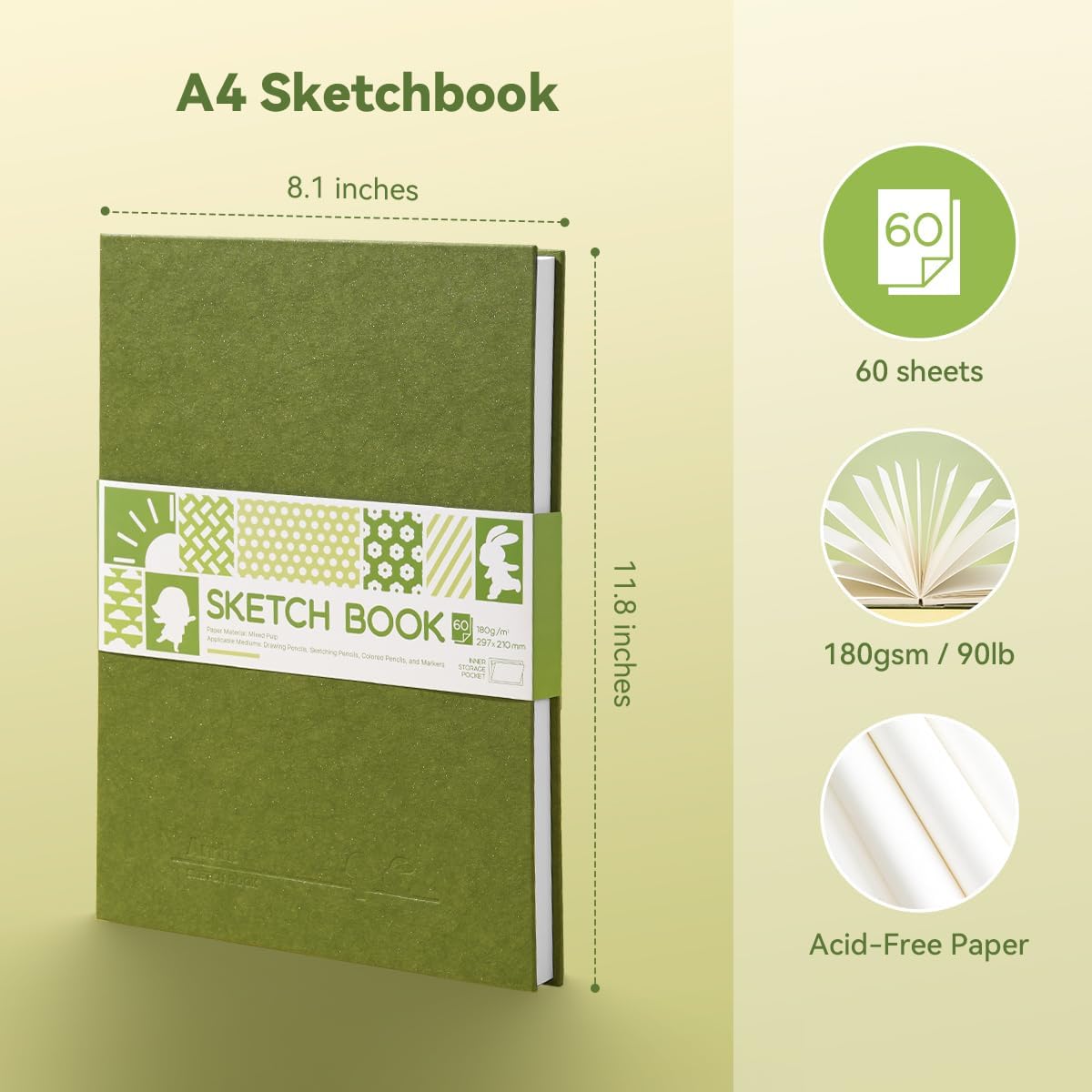 Cuaderno de bocetos (Sketchbook) Arrtx A4, 60 hojas