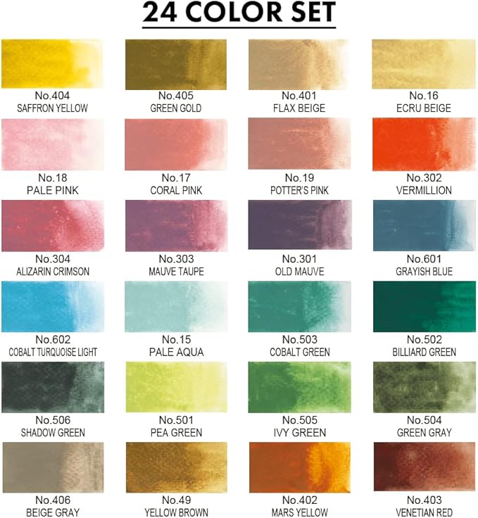 Set Acuarelas Kuretake Gansai Tambi - 24 Colores Art Nouveau