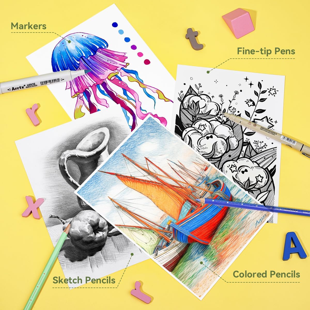 Cuaderno de bocetos (Sketchbook) Arrtx A4, 60 hojas