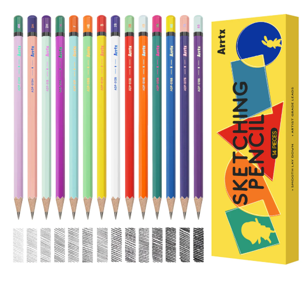 Set de 14 Lápices Graduados Arrtx (4H a 8B)