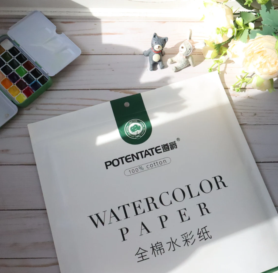 Papel para Acuarela Potentate 300gr 100% Algodón - Paquete 10 hojas