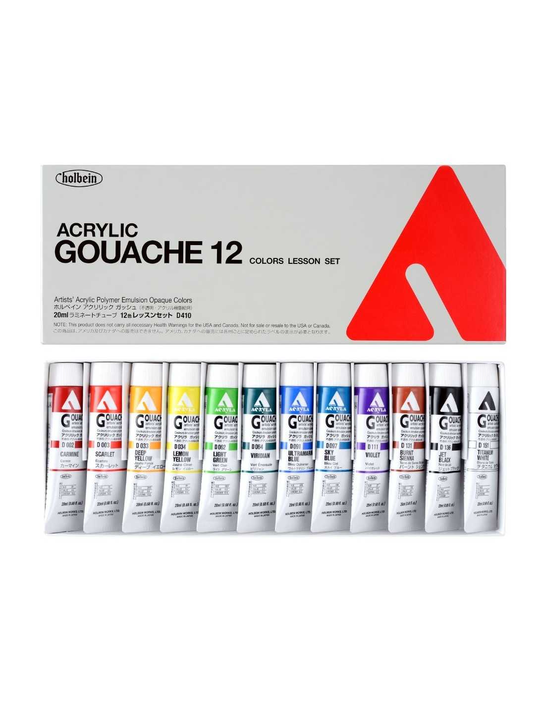 Acrylic Gouache de Holbein 12 colores Lesson Set