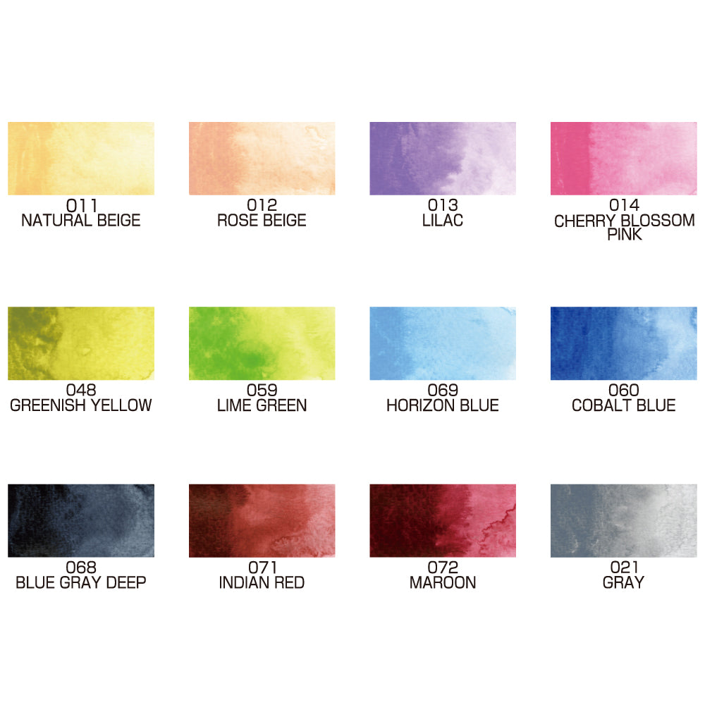 Set de Acuarelas Kuretake Gansai Tambi - 12 colores Art Nouveau