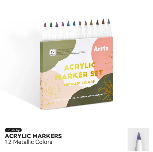 Marcadores Acrílicos Arrtx 12 Colores - Metálicos