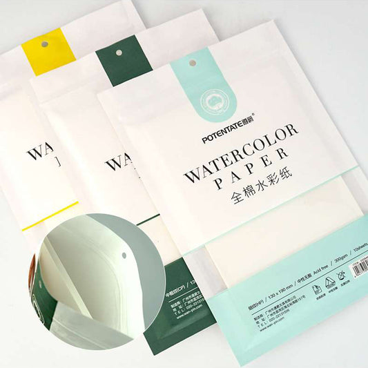 Papel para Acuarela Potentate Hot Press 300gr 100% Algodón - Paquete 10 hojas