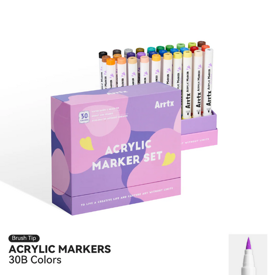 Marcadores Acrílicos Arrtx 30 Colores, Paleta B - Colores VIvos