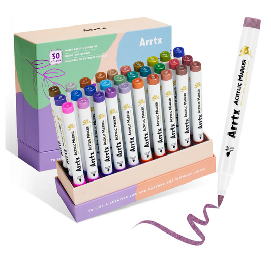 Marcadores Acrílicos Arrtx 30 Colores, Paleta F - Colores Metálicos